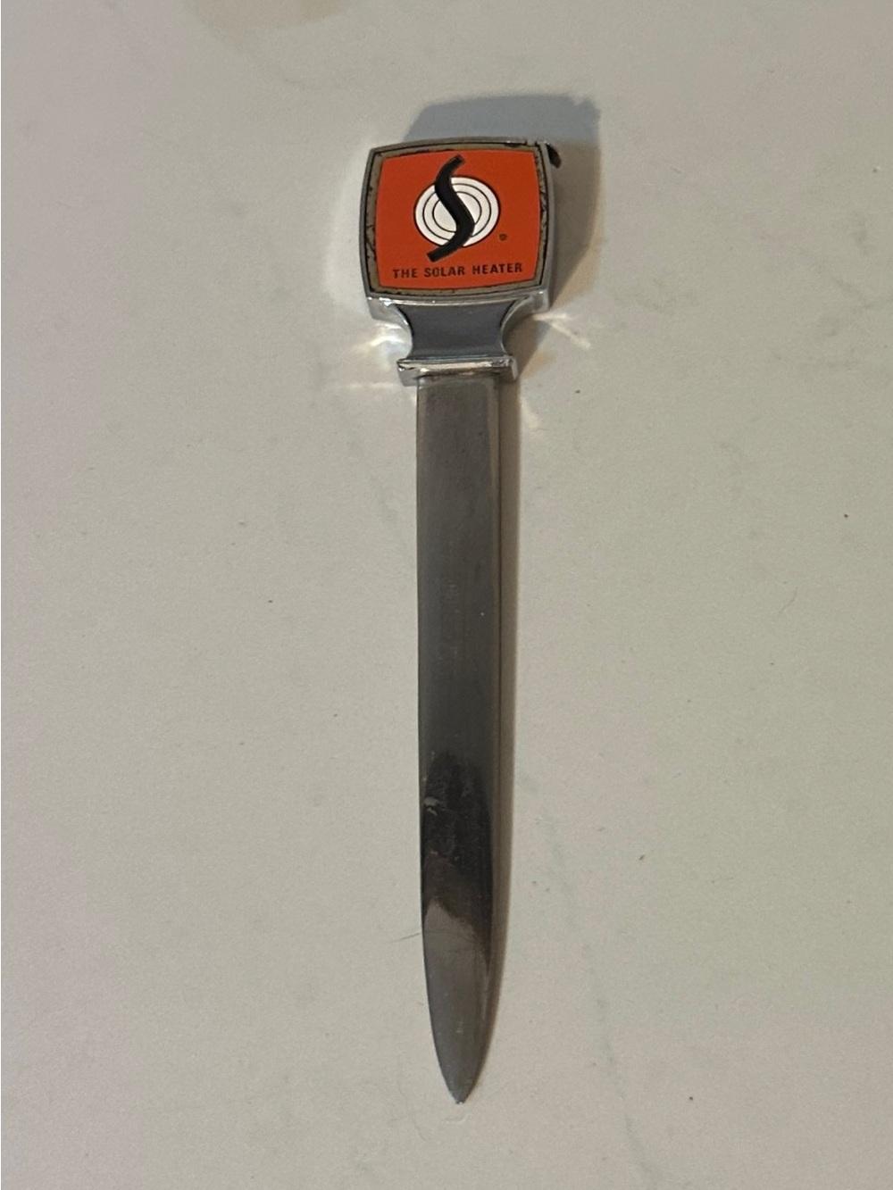Vintage Promotional Letter Opener Measuring Tape The Solar Heater Insignia